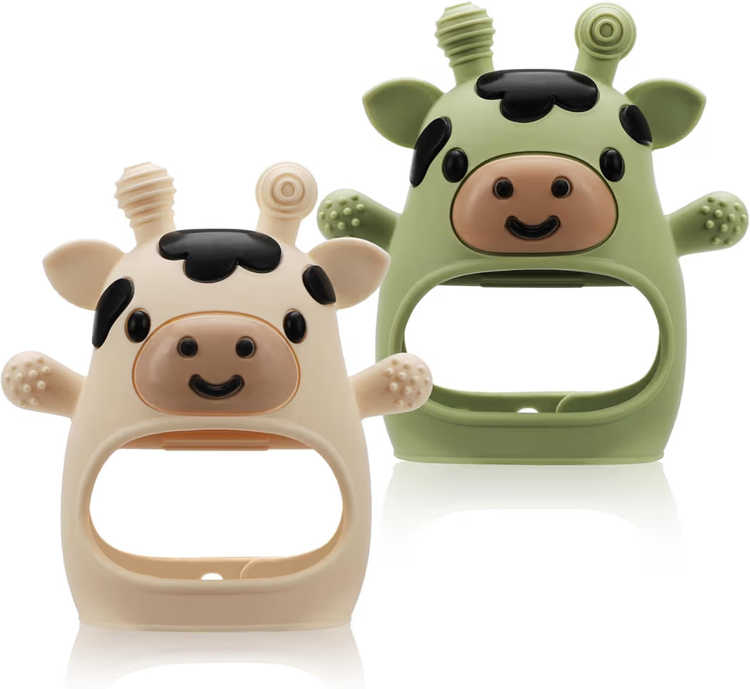 2 Pack Baby Teething Toys for 3-6 6-12 Months, Food Grade Silicone Infant Teether Mitten, Baby Es... | Amazon (US)