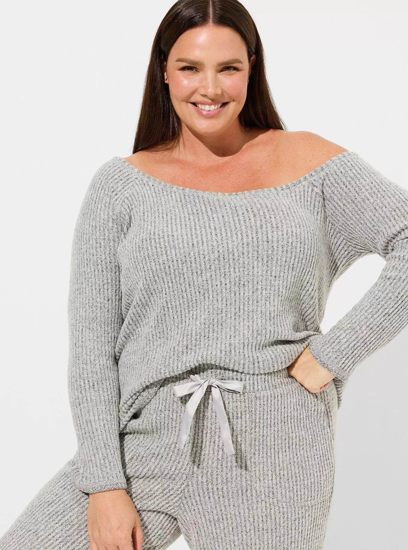 Super Soft Plush Waffle Off Shoulder Lounge Tee | Torrid (US & Canada)