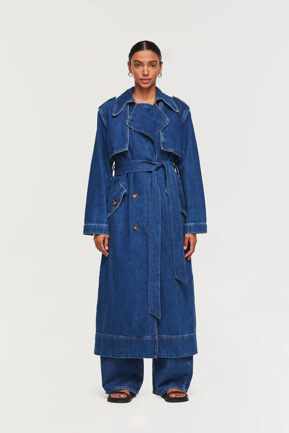 Jamison | Mid Wash Denim Trench Coat | ALIGNE | ALIGNE USA