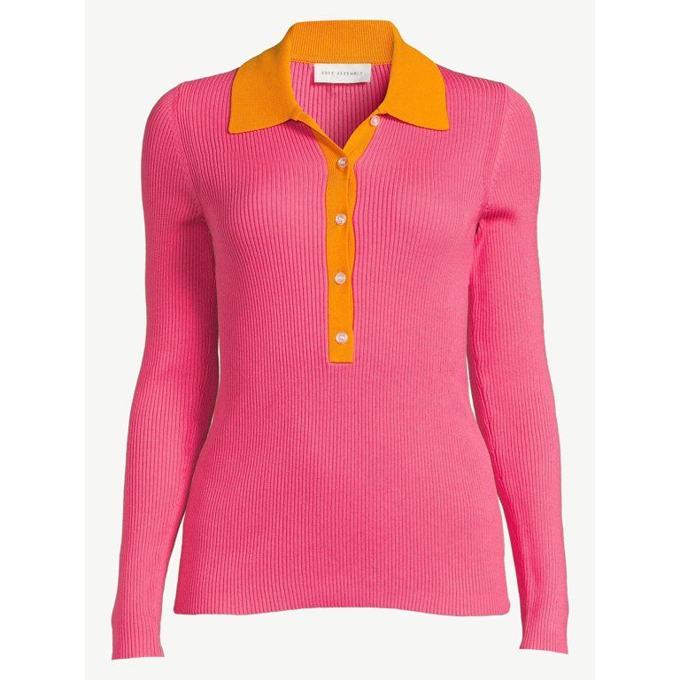 Free Assembly Women's Long Sleeve Polo Sweater, Lightweight | Walmart (US)