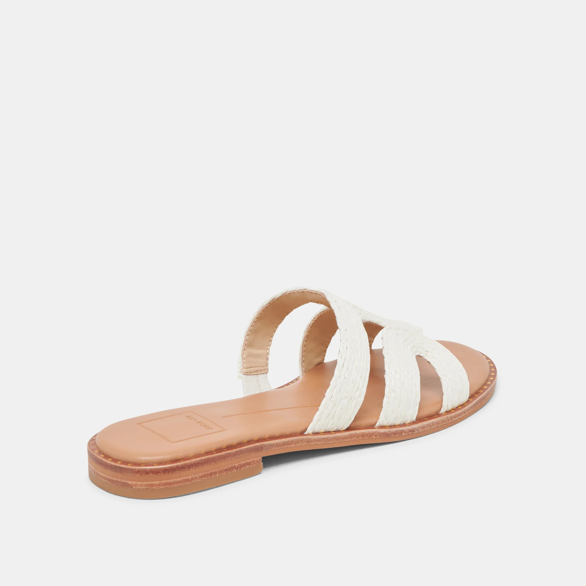 Emon Wide Sandals White Raffia | DolceVita.com