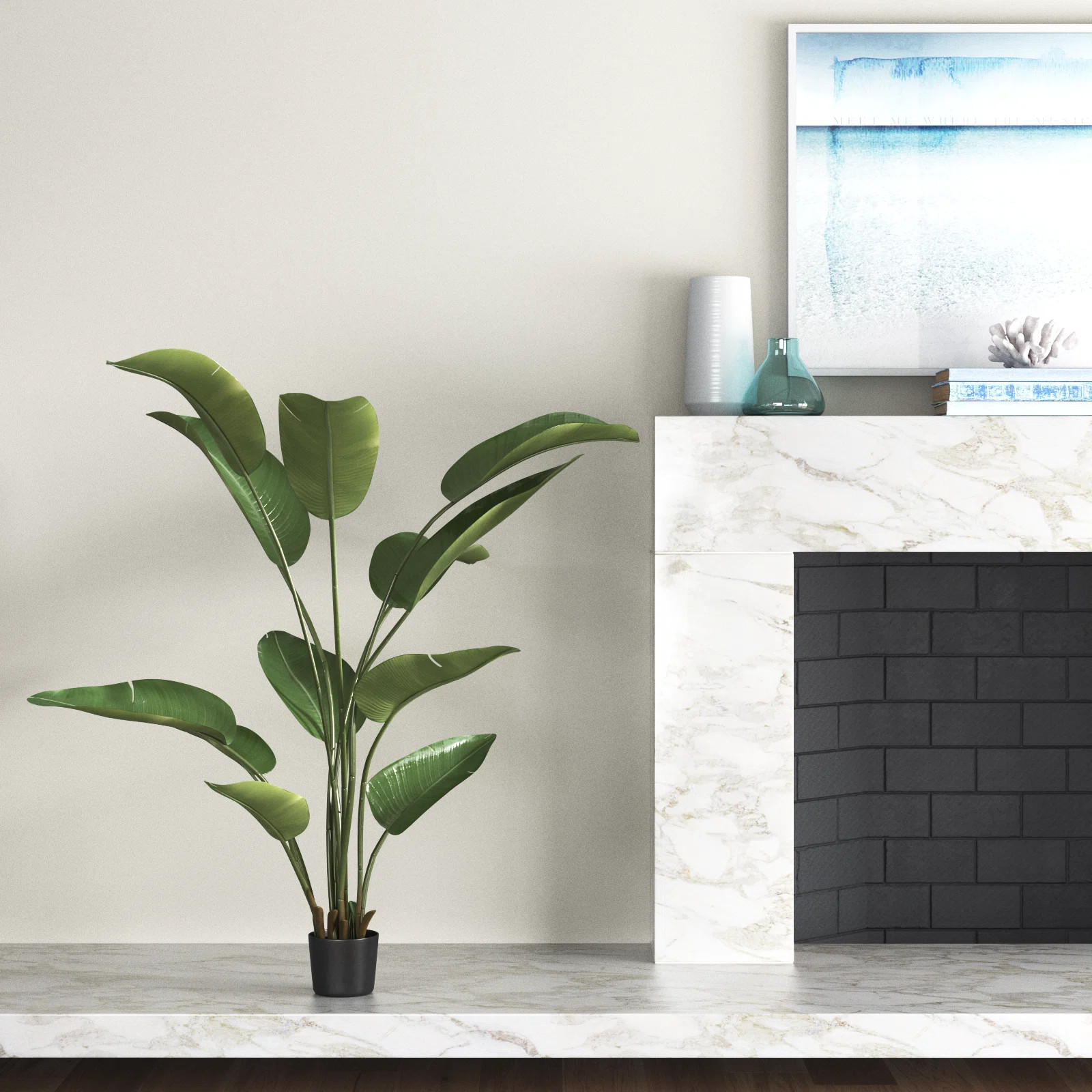 Beachcrest Home Faux Foliage Bird of Paradise Artificial Tree with Realistic Leaves and Black Pla... | Wayfair North America