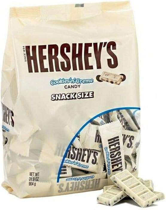 Hershey's Cookies 'n' Creme Snack Size Bars, White Milk Chocolate Candy Bars, 31.9 Oz / 2 Pounds | Amazon (US)