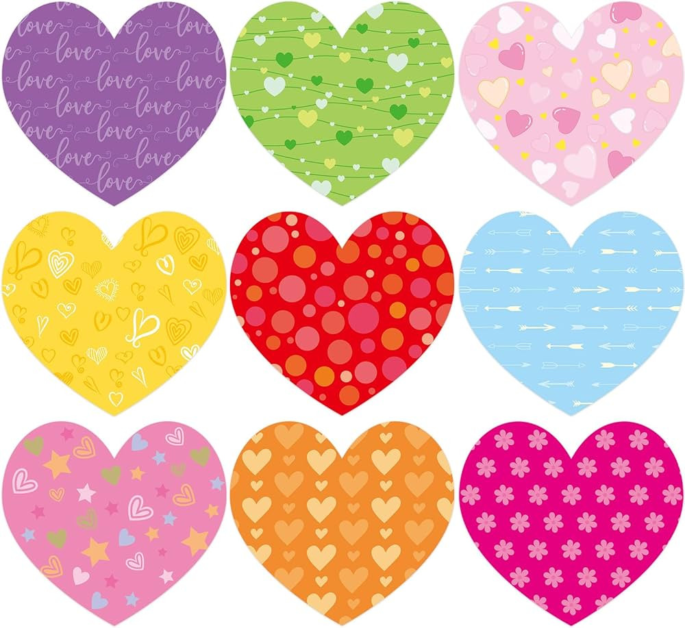 Heart Cutouts Colorful Valentine's Day Heart Shaped Paper Cutouts for School Bulletin Board Class... | Amazon (US)