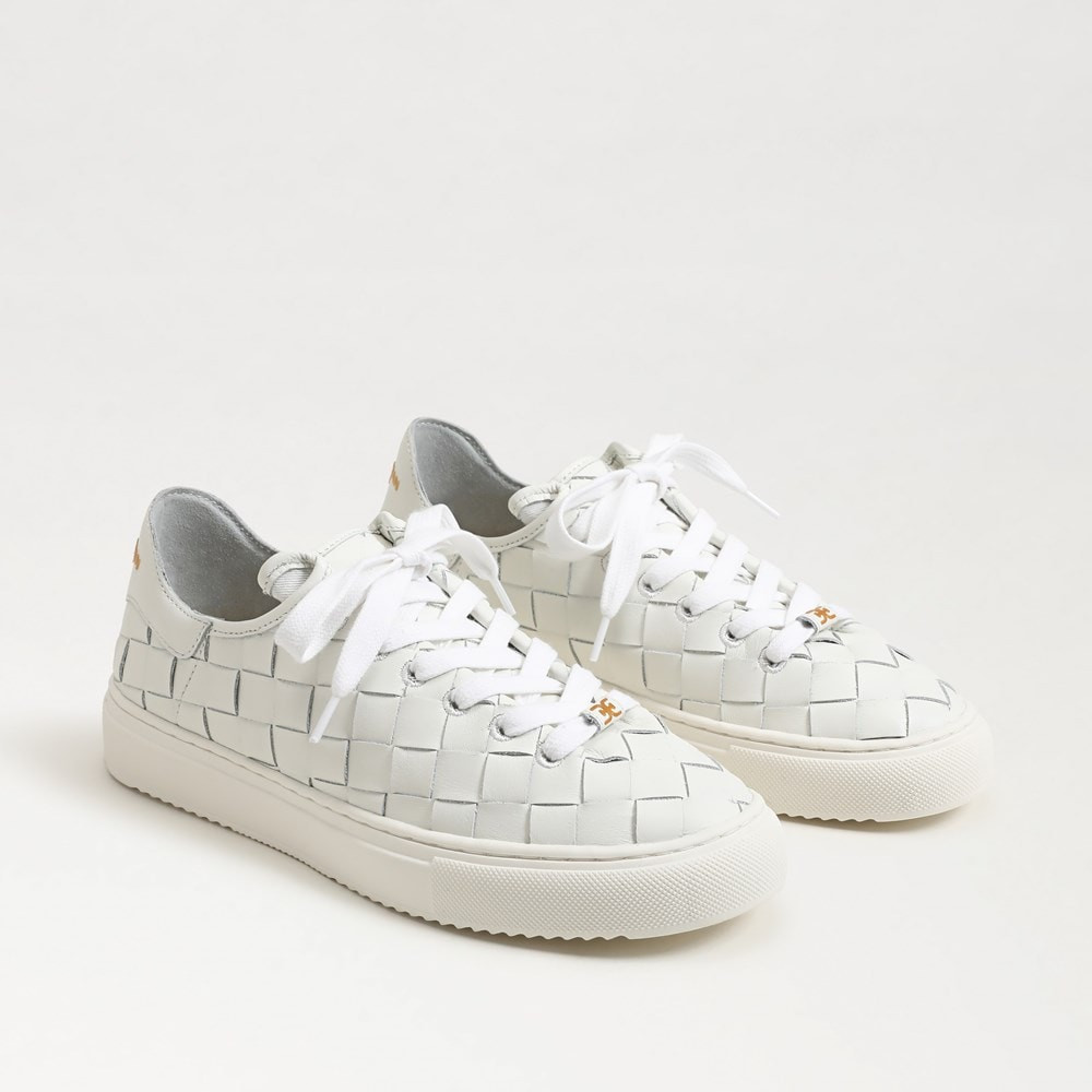 Poppy Woven Lace Up Sneaker White Leather | Sam Edelman