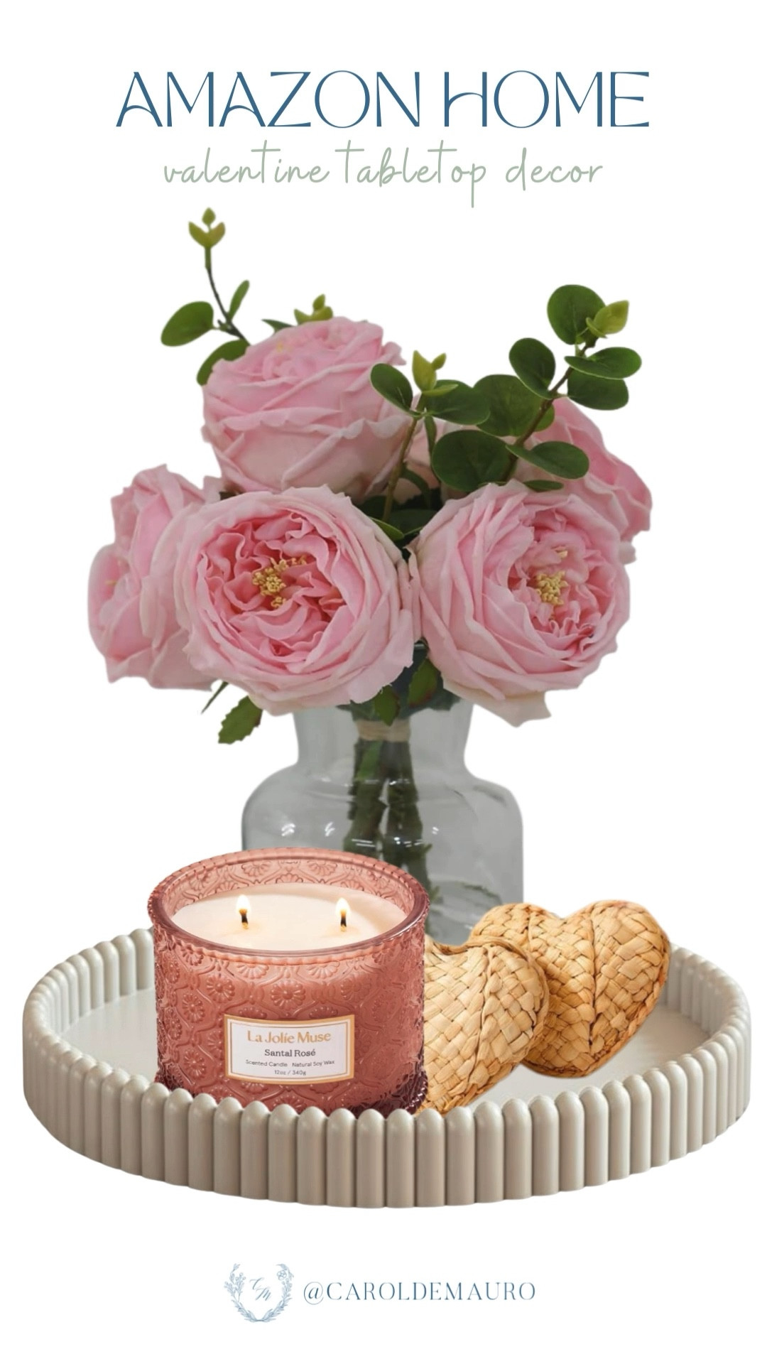 Setting the mood for February with a scented candle, paired with faux pink blooms that look realistic,  and these textured heart accents. The perfect, simple tabletop refresh for Valentine’s Day!

amazon home, vday decor, entryway decor, table settings, design vignette, hearts day, home refresh, home scents, faux flowers

#LTKU #LTKSeasonal #LTKHome