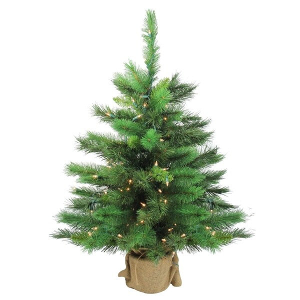 36" New Carolina Spruce Artificial Christmas Tree in Burlap Base - Clear Lights | Bed Bath & Beyond