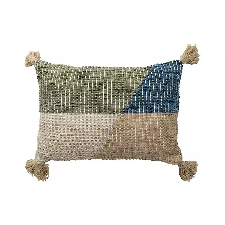 Colorblock with Tassels Outdoor Lumbar Pillow | Kirkland's Home