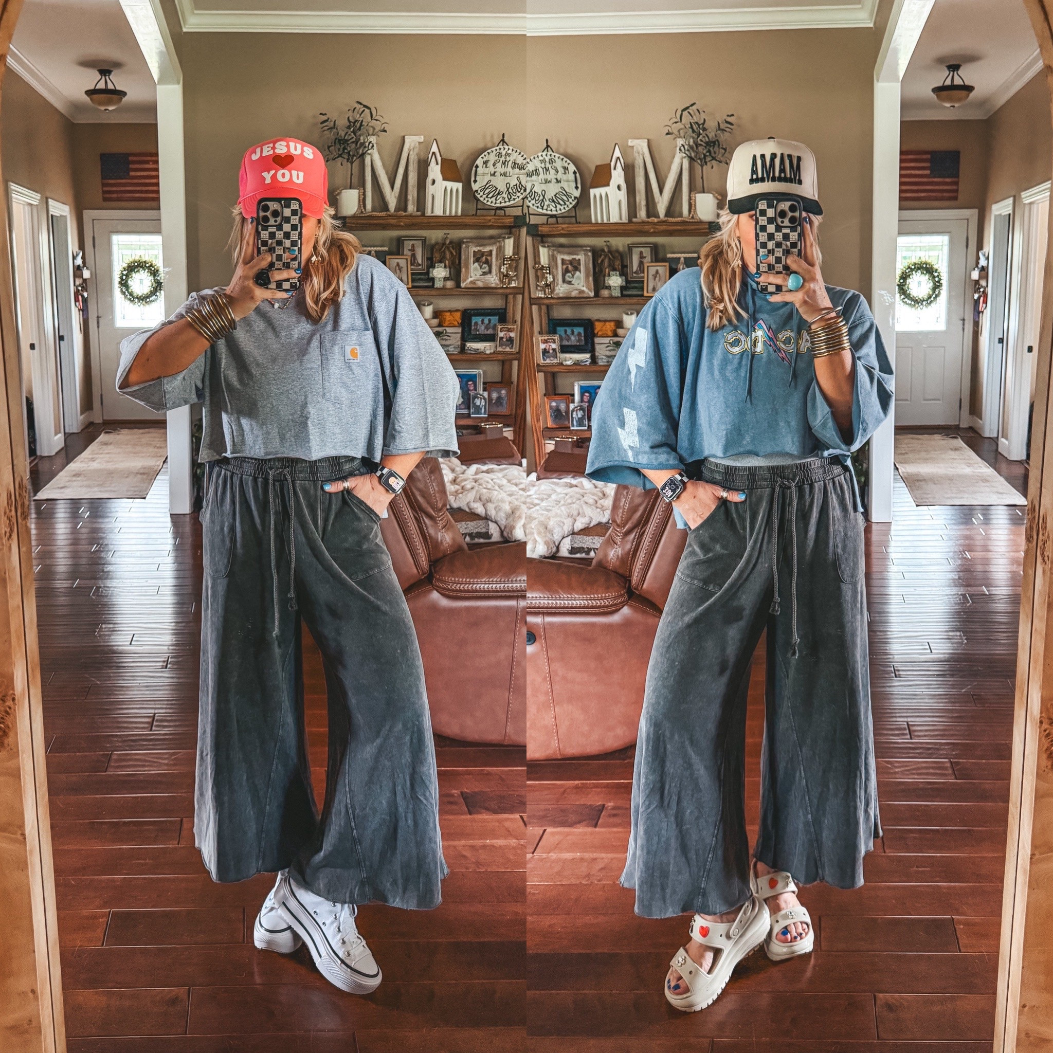 Cutting your top this way is so CUUTE! 
AC/DC sweatshirt - L
Mens Carhartt - L
Pants - @threebirdnest & size M 
Save with code MANDIE20MAULDIN 
👖Link is 👉🏼https://collabs.shop/urpko1
Converse - sized down 
Crocs - sized down 

#LTKFindsUnder100 #LTKShoeCrush #LTKOver40