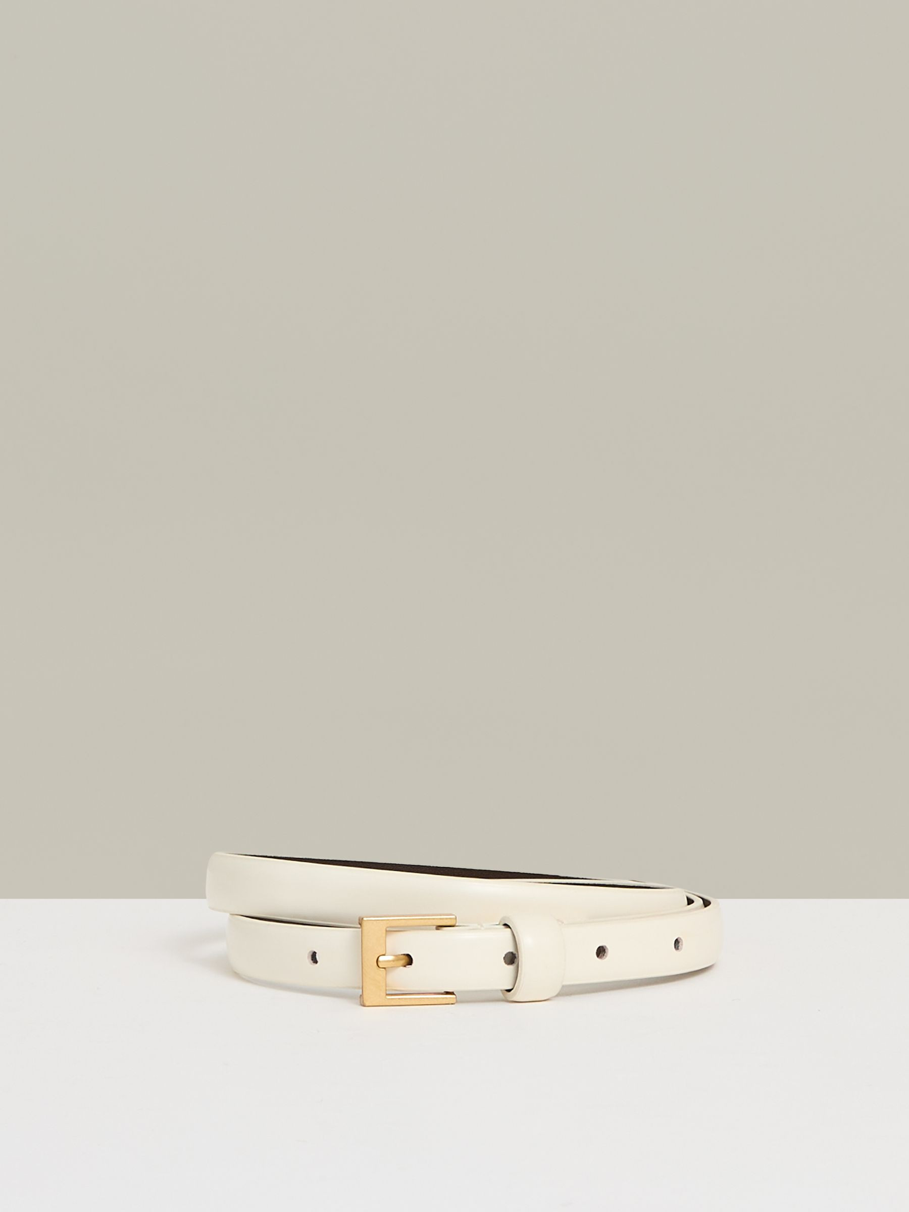 Leather Skinny Belt in Off White | Reiss UK