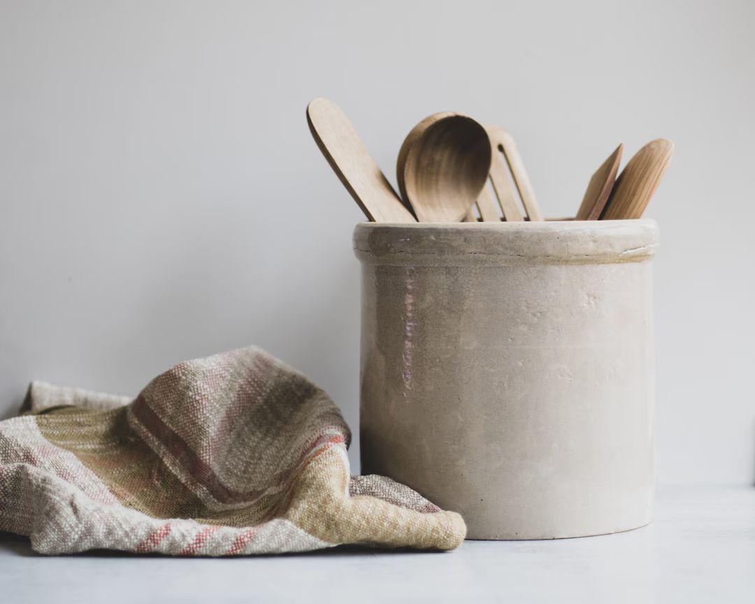 Assorted Antique Beige Stoneware Crocks, Modern Farmhouse Kitchen Decor, Ceramic One Gallon Kitch... | Etsy (US)