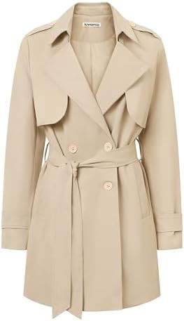 luvamia Trench Coat Women Mid Length Classic Double Breasted Lapel Business Casual Fall Jacket Co... | Amazon (US)