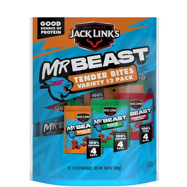 Jack Link's MrBeast Jerky Bites Variety Pack, 0.9 oz., 12 pk. | Sam's Club