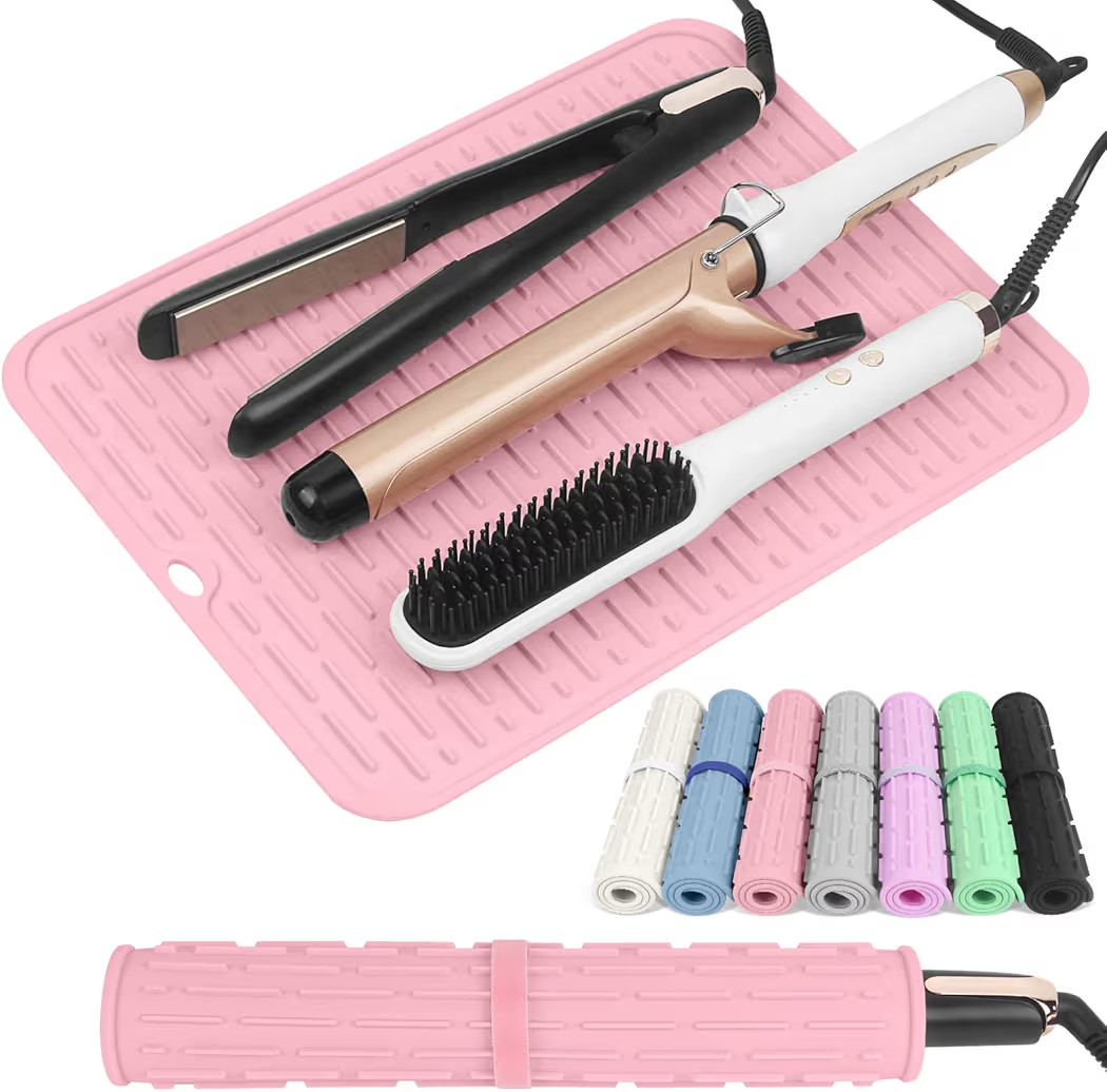 Amazon.com : AMIJEAL Oversize Silicone Heat Resistant Mat for Hair Tools, Curling Iron Mat, Hot T... | Amazon (US)