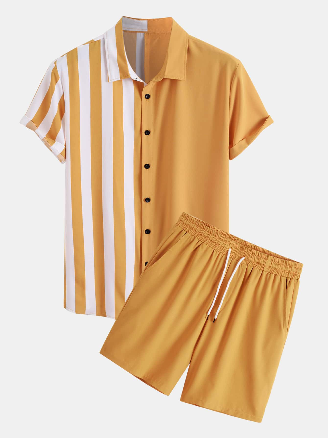Men Striped Print Shirt & Drawstring Waist Shorts
       
              
              $20.00  
 ... | SHEIN