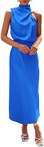 PRETTYGARDEN Women's 2026 Summer Satin Dress Elegant Sleeveless Mock Neck Cocktail Party Maxi Dre... | Amazon (US)