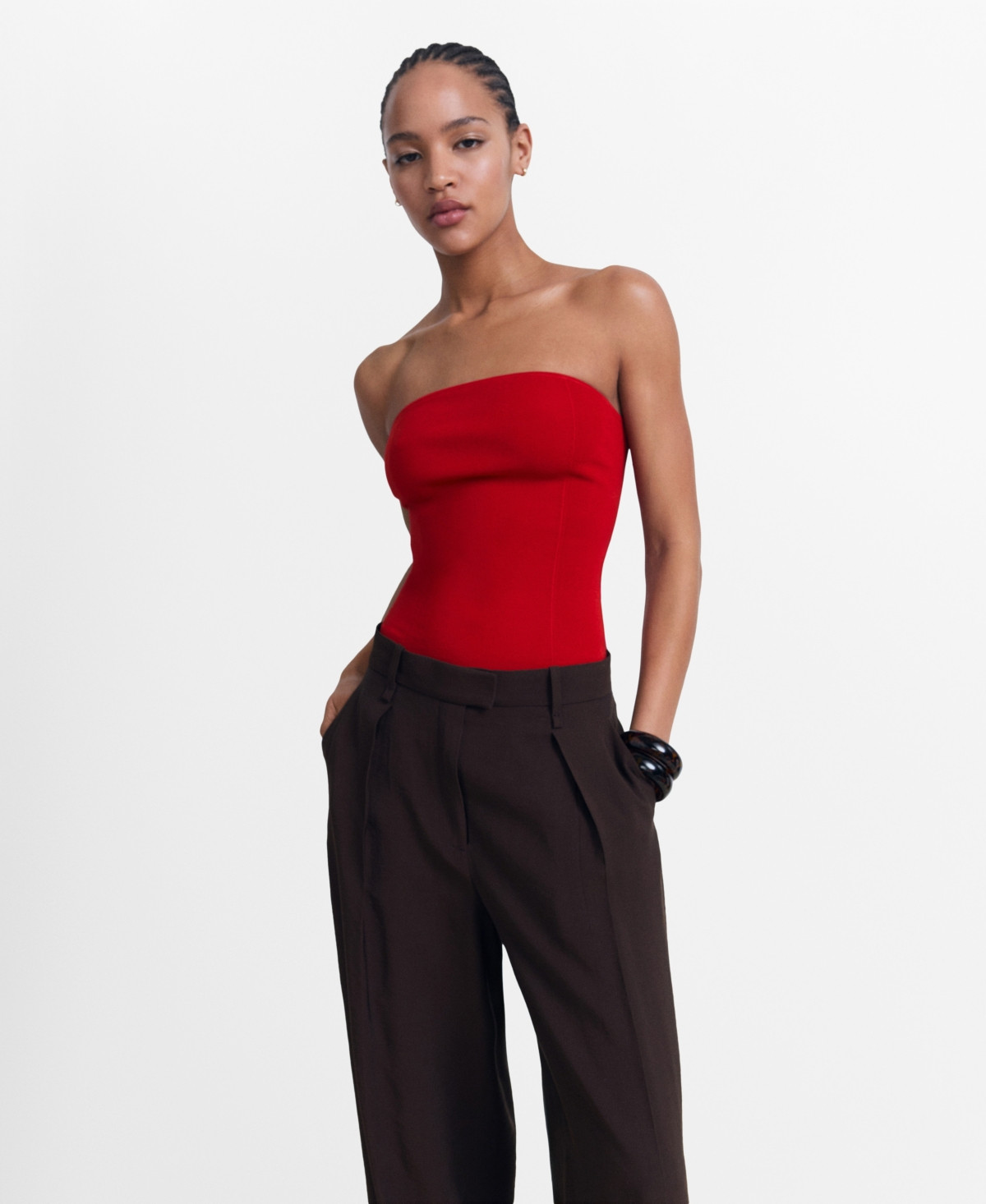 Mango Women's Strapless Fitted Top - Red | Macy's