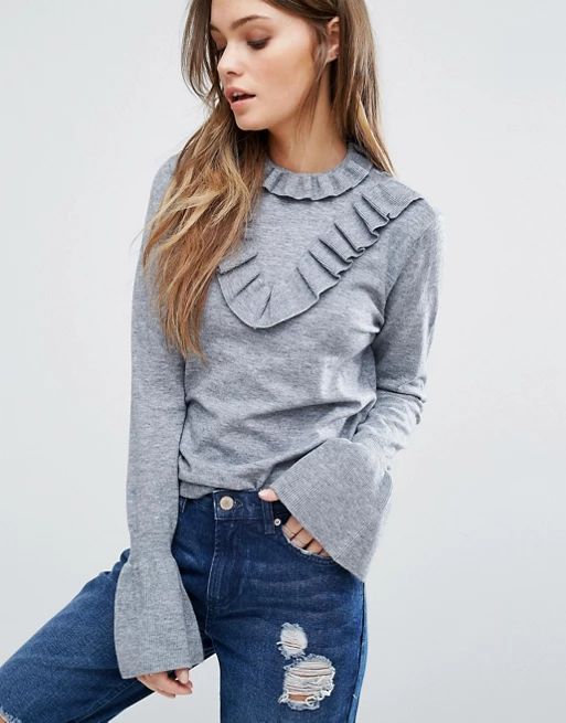 Vero Moda – Hochgeschlossener Pullover mit Rüschen | Asos DE