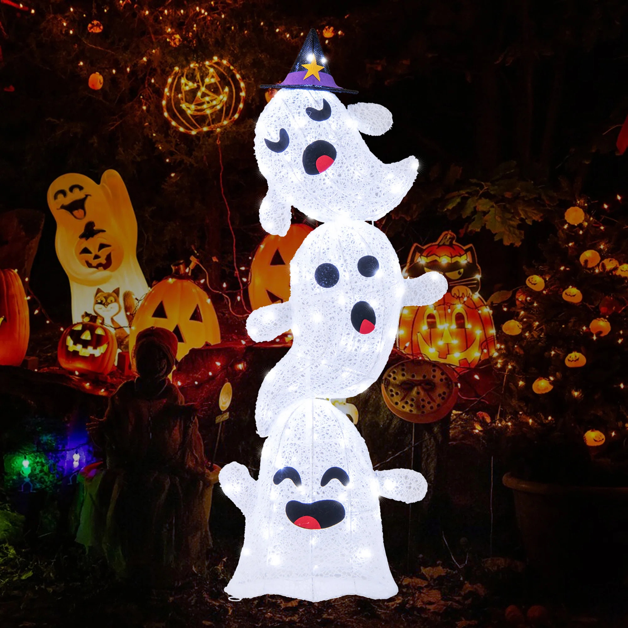 48" H LED Lighted Stacked Ghosts Inflatable | Wayfair North America