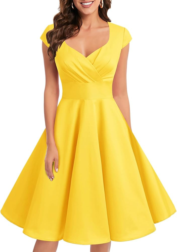 Bbonlinedress Women Short 1950s Retro Vintage Cocktail Party Swing Dresses | Amazon (US)
