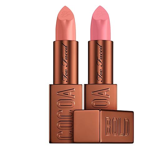 Too Faced Cocoa Bold Em-Power Cream Lipstick Duo - QVC.com | QVC