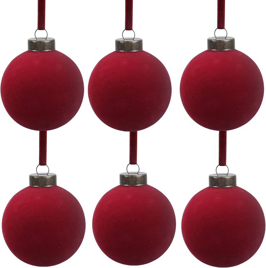 6 Pcs Velvet Christmas Balls Bulk Shatterproof Plastic Christmas Tree Decorations for Decorative ... | Amazon (US)