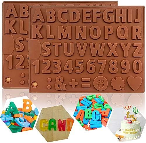 2Pcs Silicone Chocolate Number Letter Mold,Non-stick 26 Alphabets&Number Decorating Silicone Tray... | Amazon (US)