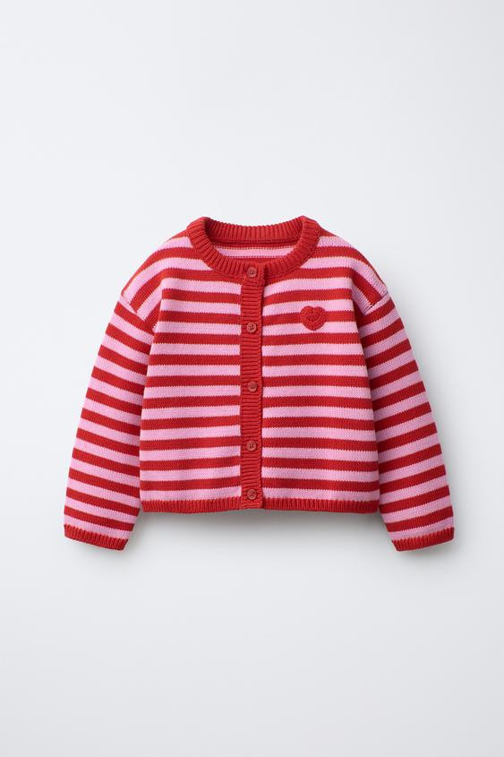 STRIPED HEART CARDIGAN | Zara US