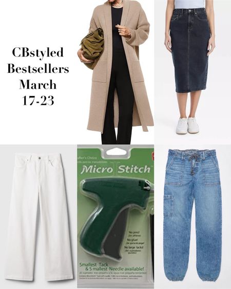 Bestsellers for March 17-23! For reference I’m 5’ 7 size 4ish 
1. Long cardigan: one of my most worn Amazon items, I got my grey one two years ago and have since added 3 more colors. Great as a lightweight layer. Fits tts, I went up to M for a roomier fit & more sleeve length 
2. Denim midi skirt: I don’t have this skirt but linked it as similar to mine (mine is DIY), so versatile and reviews say it fits tts
3. Wide leg cropped jeans: perfect for spring, this style is so versatile, cute with sneakers, flats heels etc. It did loosen up a bit with wash and wear, I probably could have sized down one. On sale in 🇺🇸, use code TREAT for 10% off in 🇨🇦
4. Micro stitch tagging gun: inserts a small plastic stitch to hold fabric together. Comes with white and black stitches
5. Denim joggers with a drawstring waist and the bottom can be cinched tighter too! Great for spring and summer and so comfortable! Fit tts and on sale!

I also linked more items from the most popular list!


#LTKsalealert #LTKstyletip #LTKfindsunder50