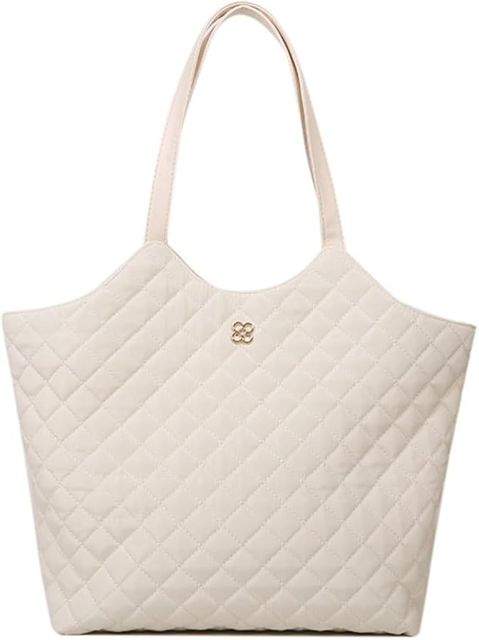 Womens Top Handle Bag Fashion Quilted Shoulder Bags Large Capacity Shopping Bag Elegant Simple Ha... | Amazon (US)