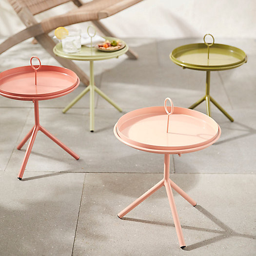 Colorful Iron Side Table with Tray Top | Terrain