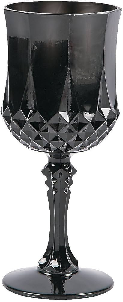 Fun Express Plastic Black Patterned Wine Glasses (set of 12), 8 oz Goblets, Wedding, Halloween an... | Amazon (US)