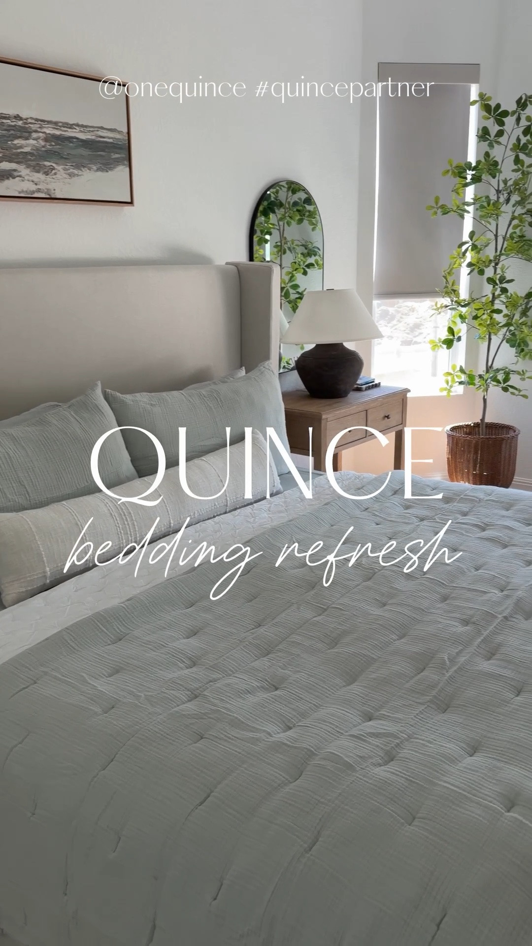 Summer Bedding Refresh with @Quince  #quincepartner

Just updated my bedding for spring with this super soft Airy Cotton Gauze Quilt Set and matching bamboo sheets in the color Mist 🩵

Quince Bedding, Bedroom Views, Neutral Bedding, Soft Layered Bedding, Cozy Bedroom

#beddinginspo #neutralhomeinspo #quincebedding

#LTKHome #LTKSaleAlert #LTKdayinmylife