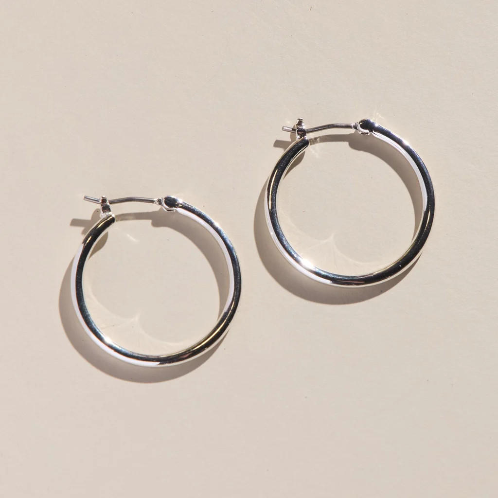 Silver Halo Hoops | Nickel and Suede