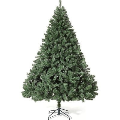 9ft Artificial Christmas Tree, Realistic Spruce Holiday Tree with Hinged Branches, Collapsible Metal Base, Indoor Outdoor Xmas Decoration for Home | Target