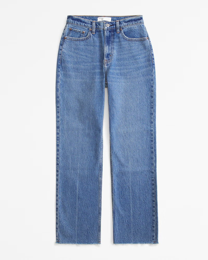 Abercrombie & Fitch Women's Curve Love High Rise Vintage Straight Jean in Medium - Size 26 LONG | Abercrombie & Fitch (US)