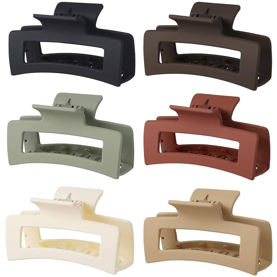 Hair Clip, 3.5 Inch Medium Hair Claw Clips 6 Pack for Women - Brown Hair Accessories | Amazon (US)