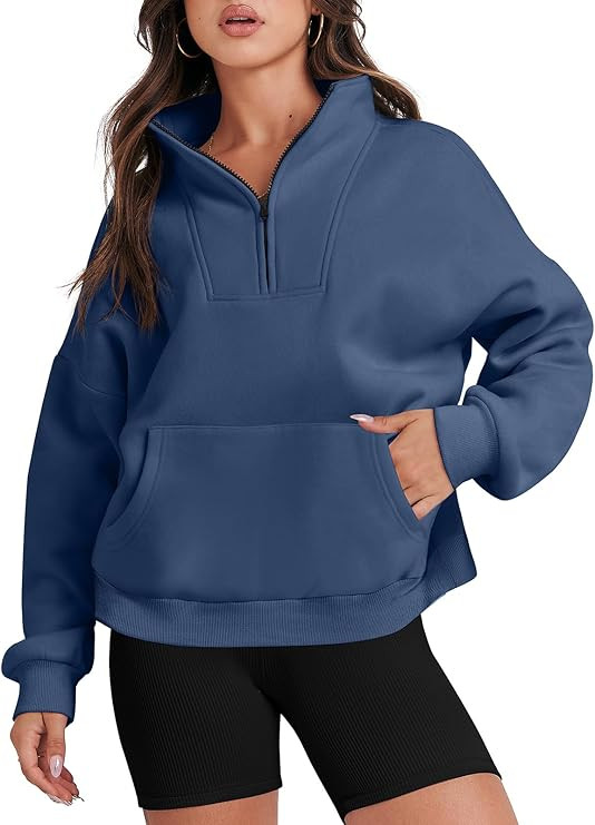 ANRABESS Womens Sweatshirts Long Sleeve Oversized Fleece Half Zip Crop Hoodies Teen Girls Y2K Fal... | Amazon (US)