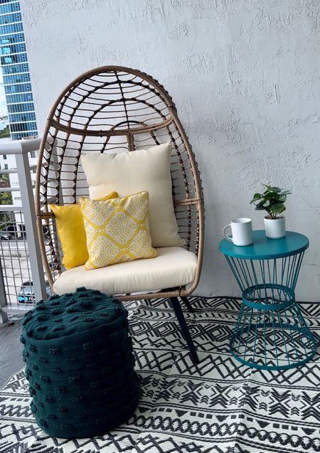 
My summer balcony refresh turned out super cozy and well welcoming with the help of @walmart! I’ve wanted an egg chair for a while and I’m so happy I finally got one for my balcony! I also added some throw pillows, ottoman, side table and a small plant to bring the space to life! It’s super easy to refresh your outdoor space on any budget with Walmart. 



 #walmartpartner #walmarthome #welcometoyourwalmart #walmartfinds #ltkhome #ltkhomedecor