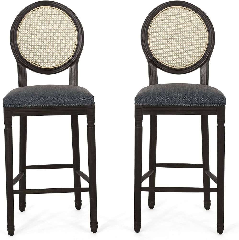 Christopher Knight Home Cheney French Country Wooden Barstools with Upholstered Seating (Set of 2... | Amazon (US)