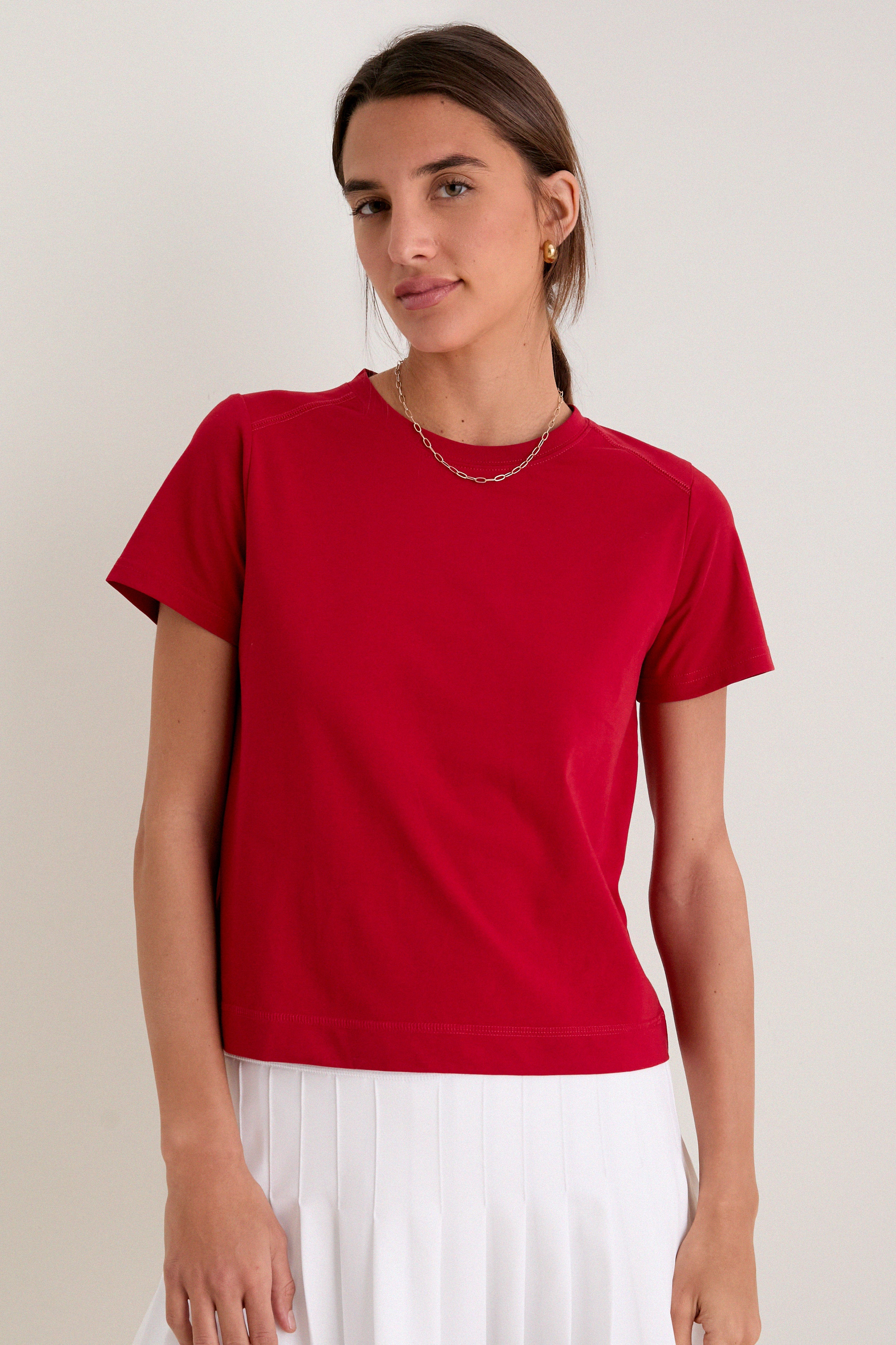Red Short Sleeve Performance Cotton Sasha Tee | Tuckernuck (US)