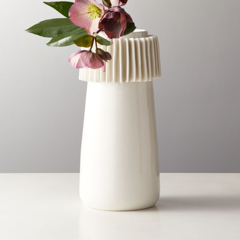 Ruff White Porcelain Vase + Reviews | CB2 | CB2