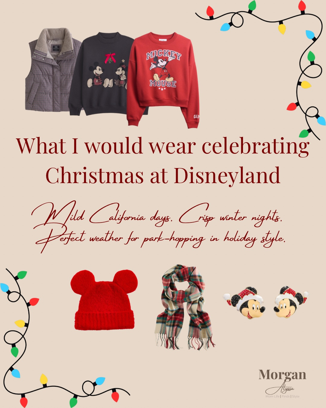 Planning a holiday trip to Disneyland? Expect warm afternoons and chilly nights - the perfect excuse for layered looks! I rounded up my favorite Disneyland Christmas outfit ideas that are comfy, cute, and ready for all the holiday photos. Shop the looks on my LTK

#LTKHoliday #LTKSeasonal #LTKTravel