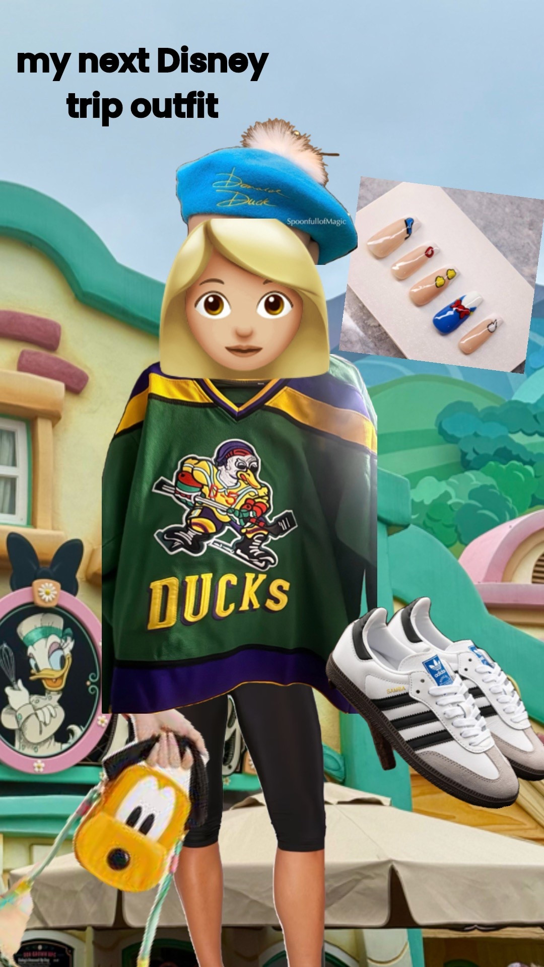 Find me by the castle! Ducks jersey is vintage from Poshmark, beret is special edition Donald beret I found on Mercari! 