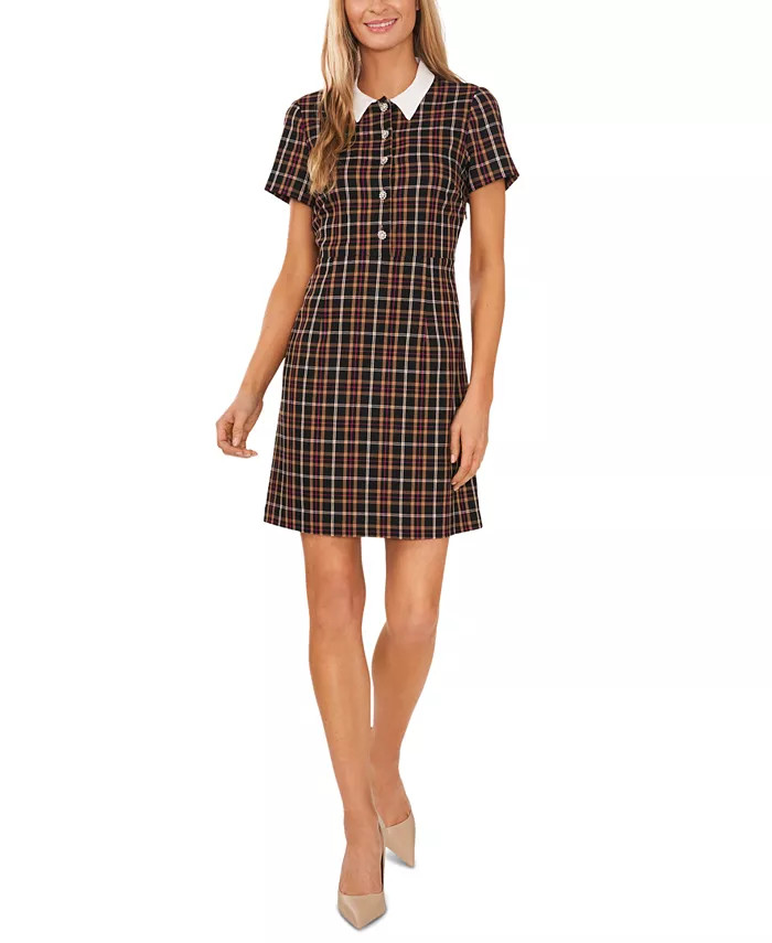 Women's Short Sleeve Rhinestone Button Dress | Macys (US)