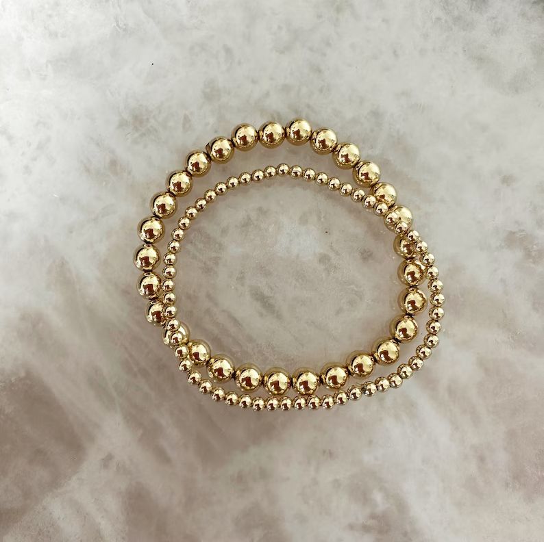 14k Gold Filled Beaded Bracelet and Pack - Etsy | Etsy (US)