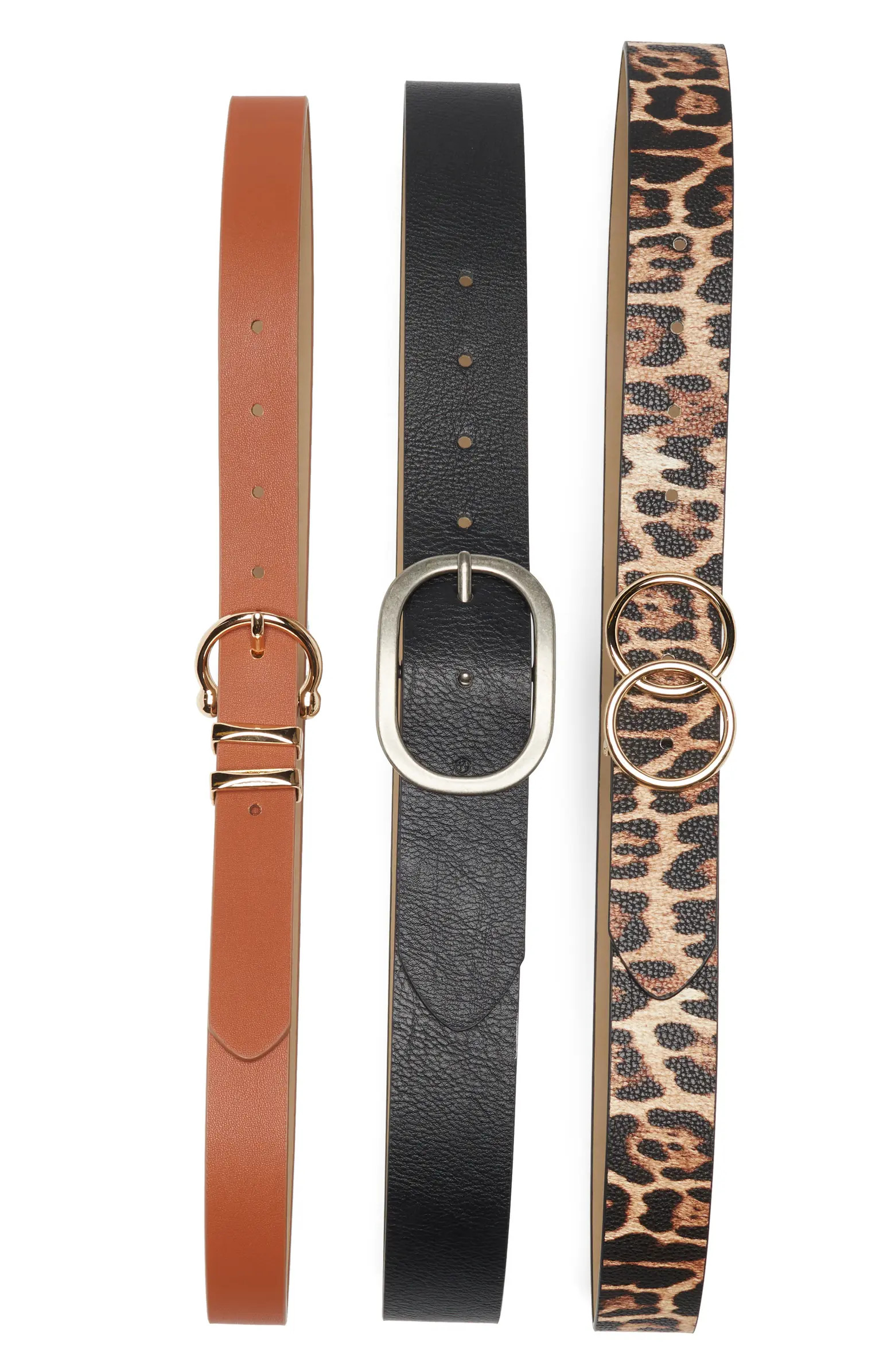 Set of 3 Faux Leather Belts | Nordstrom Rack