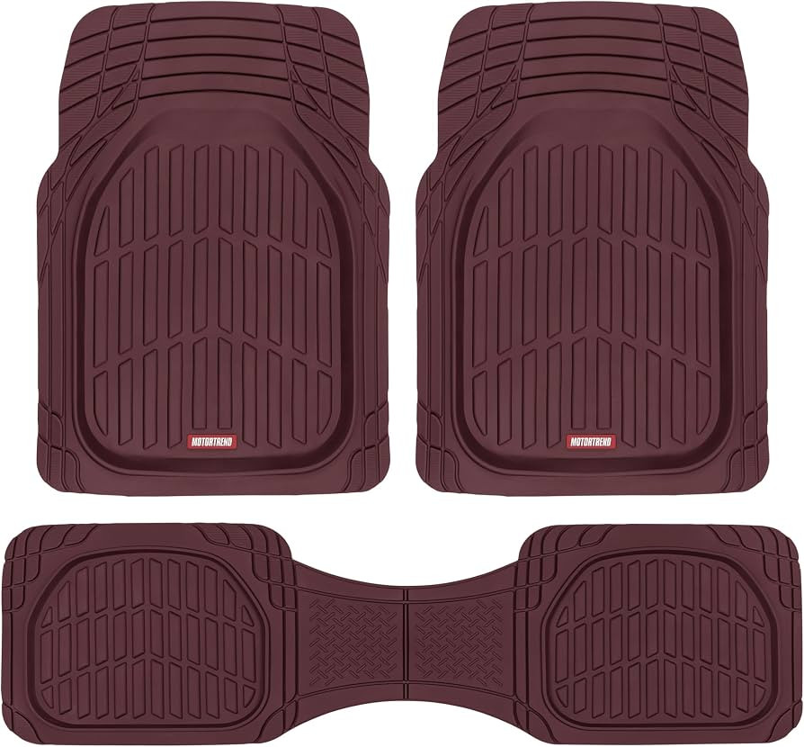 Motor Trend FlexTough Floor Mats for Cars, Burgundy Deep Dish All-Weather Car Mats, Waterproof Tr... | Amazon (US)