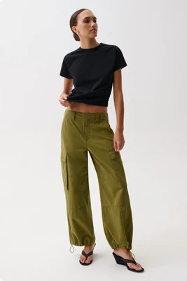 Petra Drawstring Harem Cargo Pant - Deep Moss | Pistola Denim