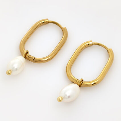 18ct Gold Plated & Pearl Drop Earrings | TK Maxx